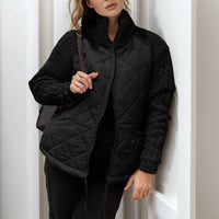 Norwegische weichgesteppte Jacke mit Strickdetails / Europäisches Design, das Stil verkörpert! – Schwarz