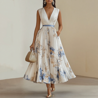 Mia | Damen Maxikleid elegant plissiert und chic – Weiß