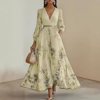 Mia | Damen Maxikleid elegant plissiert und chic – Gelb