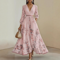 Mia | Damen Maxikleid elegant plissiert und chic – Rosa