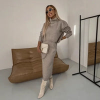 Winter Harmonie™ Grobstrick-Set mit Oversize-Bluse und Midirock / Die Schönheit des Winters in ihrer reinsten Form! – Camel