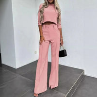 Nina™ Set mit High-Neck-Crop-Top – Rosa