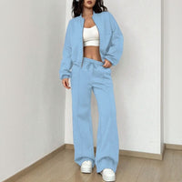 Naomi™ Premium-Sweatshirt-Set mit Zip-Jacke – Himmelblau