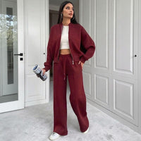 Naomi™ Premium-Sweatshirt-Set mit Zip-Jacke – Bordeaux