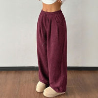 Sara™ Weite Hose aus Premium-Strick mit Struktur – Bordeaux