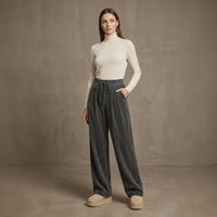 Sara™ Weite Hose aus Premium-Strick mit Struktur – Grau
