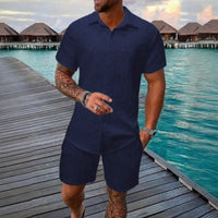 Hugo™ Premium-Set aus strukturiertem Stoff mit Button-up-Hemd – Dunkelblau