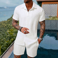 Hugo™ Premium-Set aus strukturiertem Stoff mit Button-up-Hemd – Weiß