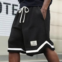 Ravi™ Premium-Shorts aus strukturierter Strickware mit verstellbarem Kordelzug – Schwarz