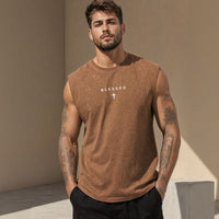 Los Angeles™ Tanktop in Washed-Farbtönen mit minimalistischem Print – Braun