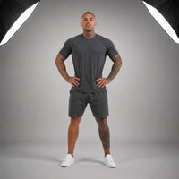 Bryan™ Basic-T-Shirt- und Shorts-Set mit Seitentaschen – Dunkelgrau