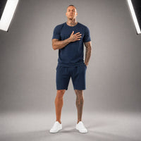 Bryan™ Basic-T-Shirt- und Shorts-Set mit Seitentaschen – Dunkelblau