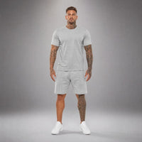 Bryan™ Basic-T-Shirt- und Shorts-Set mit Seitentaschen – Hellgrau