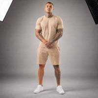 Bryan™ Basic-T-Shirt- und Shorts-Set mit Seitentaschen – Khaki