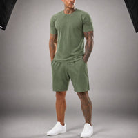 Bryan™ Basic-T-Shirt- und Shorts-Set mit Seitentaschen – Hellgrün