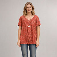 Lisboa™ Bluse aus Premium-Viskose mit V-Ausschnitt – Rot