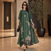 Florenza Kleid & Sheer Overlay Set / Mühelose, vielseitige Eleganz für alle Jahreszeiten! – Grün
