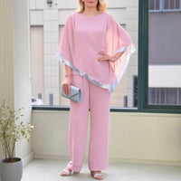 Lola™ Set Oversize-Bluse mit kontrastierendem silbernen Detail und Palazzohose – Rosa