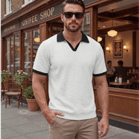 Windsor™ Polo Aus Strukturierter Strickware Mit Kontrastkragen – Weiß