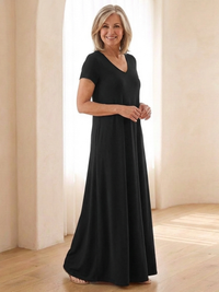 Samira | Maxikleid mit V-Ausschnitt und Taschen – Schwarz