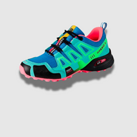 Speed V3 Sommer Wanderschuhe - Bequeme Trekkingschuhe mit Ortho Sohle für Damen – Blau-Grün-Rosa