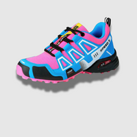 Speed V3 Wanderschuhe - Leichte Sommertrekkingschuhe mit Ortho Sohle für Herren – Blau-Rosa