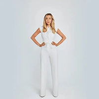 Luna | Sleeveless Jumpsuit with Wide Leg for Women – Weiß