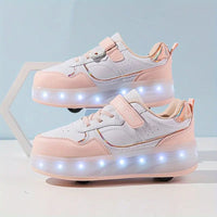 Trendige Rollschuhe für Kinder mit LED-Leuchten – Rosa