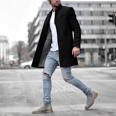 Lehmann Modehaus | Moderner Herren-Mantel in Wolloptik mit Stehkragen