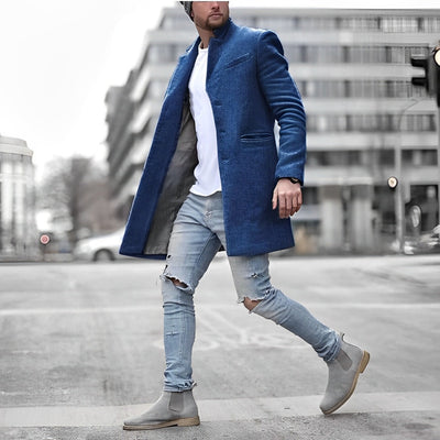 Lehmann Modehaus | Moderner Herren-Mantel in Wolloptik mit Stehkragen