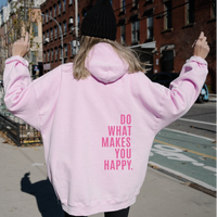 Damen Hoodie Übergröße – Leichter Sommer-Kapuzenpulli – Hellrosa - Rosafarbener Druck