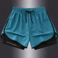 Geometrische Sportshorts für Damen – Stylisch und atmungsaktiv für Fitness und Laufen – Türkis