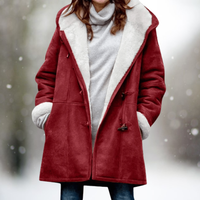 ISABELLA  - Fleece-Wildlederjacke – Weinrot
