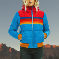 Wasserdichte Damen Winterjacke - Gesteppt mit Kapuze und Wärmeisolierung – Blau