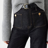 Ausgestellte Schlaghose Damen Jeans – Schwarz