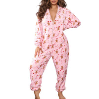 Kuscheliger Damen Fleece Weihnachts-Overall | Warm & Gemütlich – Rosa