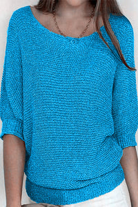 Damen Strickpullover Oversize mit Fledermausärmeln | Casual Herbst Winter – Hellblau