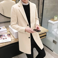 Herren Woll-Mantel Elegante Business Jacke - Büro und Freizeit – Beige