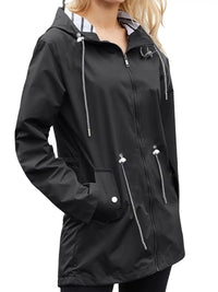 Wasserdichte Damen Regenjacke mit Kapuze - Winddicht & Atmungsaktiv für Herbst/Winter – Schwarz