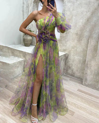 Elegantes Damen Langarmkleid – Grün