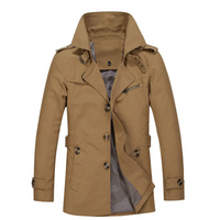 Herren Wintermantel - Eleganter Trenchcoat mit Gürtelschlaufen und Knopfleiste – Braun