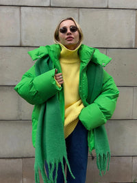 Damen Steppjacke mit Kapuze - Warme Daunenjacke in Kurzform – Grün