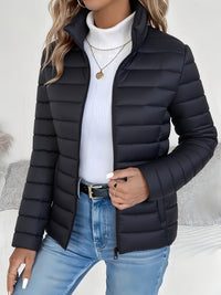 Cornelia | Damen Leichte Übergangsjacke mit Stehkragen – Schwarz