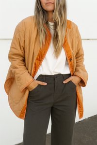 Steppjacke Damen leicht für Übergang | Lang – Beige