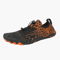 Unisex Barfußschuhe mit gemustertem Mesh Obermaterial – Schwarz / Orange