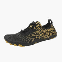 Unisex Barfußschuhe mit gemustertem Mesh Obermaterial – Schwarz / Gold