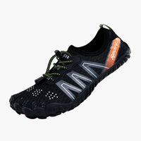 Unisex Barfußschuhe mit profilierter Außensohle – Schwarz / Orange