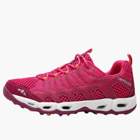 Unisex Trekking-Schuhe mit Schnürverschluss und profilierter Außensohle – Rosa / Weiß