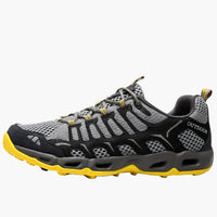 Unisex Trekking-Schuhe mit Schnürverschluss und profilierter Außensohle – Grau / Gelb