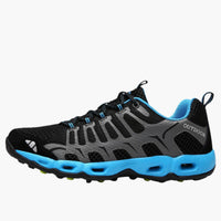 Unisex Trekking-Schuhe mit Schnürverschluss und profilierter Außensohle – Schwarz / Blau